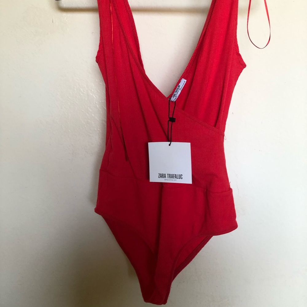 Zara red surplice bodysuit